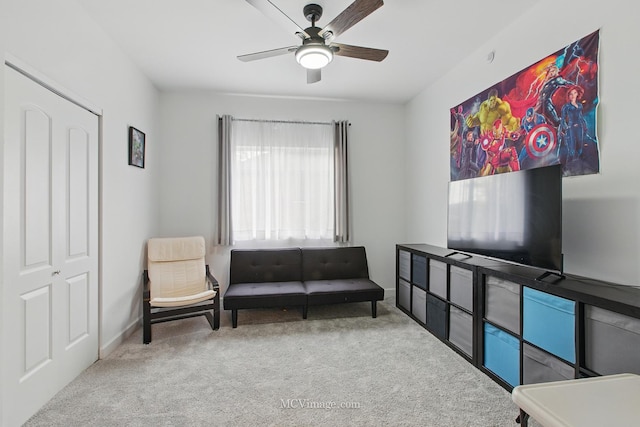 8566 S 83rd Ave, Hickory Hills, IL 60457 - living area featuring carpet flooring and ceiling fan
