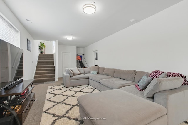8566 S 83rd Ave, Hickory Hills, IL 60457 - carpeted living room featuring stairs and visible vents