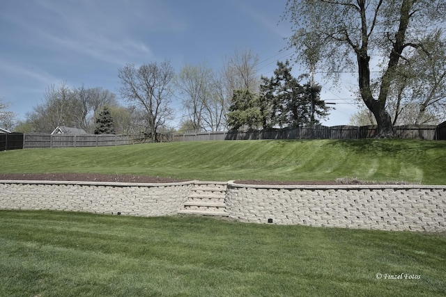 surrounding community featuring fence and a lawn