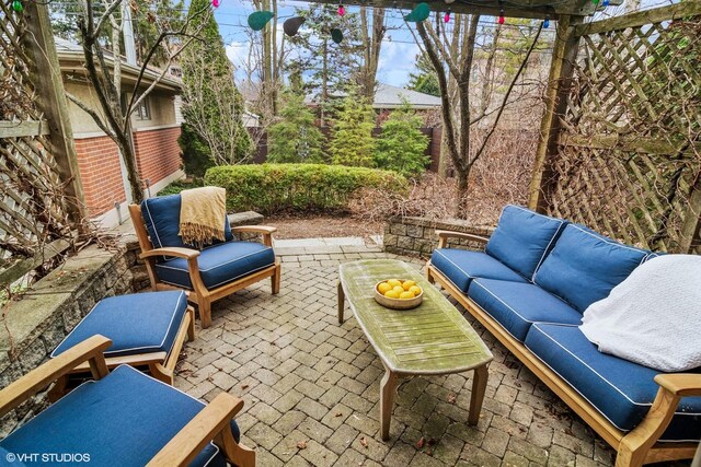 view of patio featuring an outdoor living space