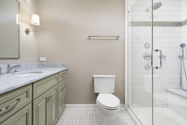 925 Appomattox Cir, Naperville, IL 60540 - bathroom with vanity, baseboards, toilet, and a shower stall