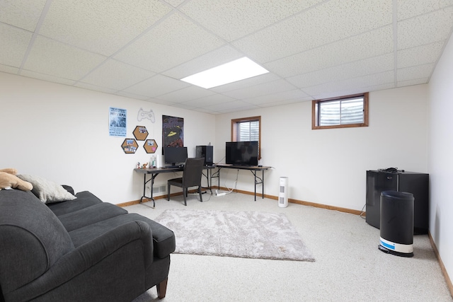925 Appomattox Cir, Naperville, IL 60540 - home office with baseboards, a drop ceiling, and carpet