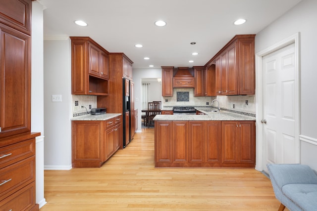 925 Appomattox Cir, Naperville, IL 60540 - kitchen with a peninsula, recessed lighting, light wood finished floors, and high end refrigerator