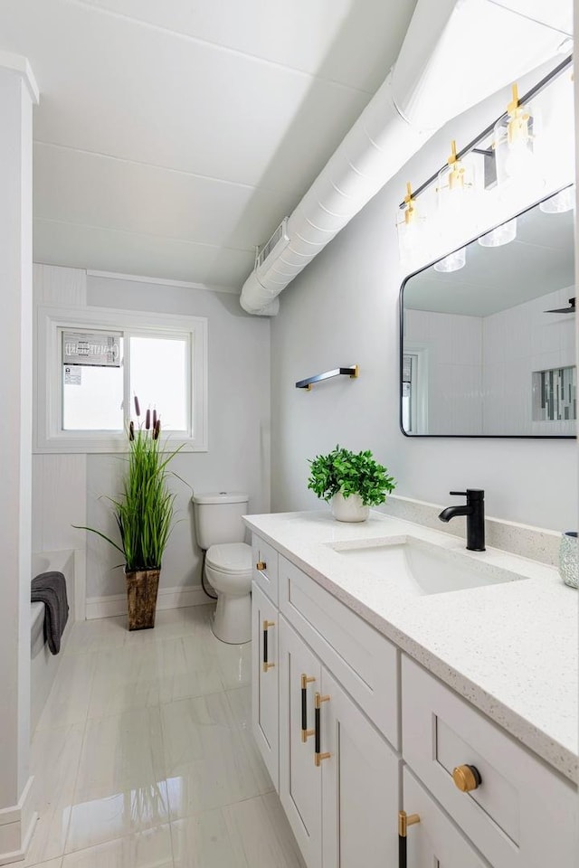 1022 Beau Brummel Dr, Sleepy Hollow, IL 60118 - bathroom with visible vents, vanity, marble finish floor, and toilet