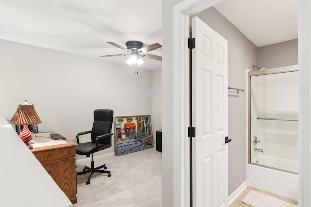 1461 S Candlestick Way, Waukegan, IL 60085 - office featuring ceiling fan, light colored carpet, and baseboards