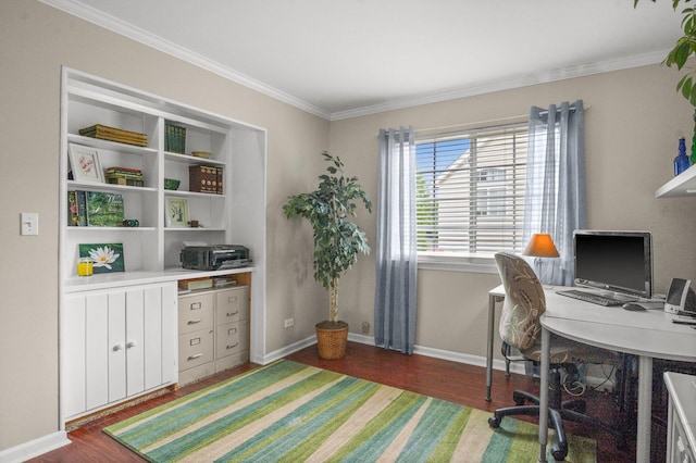 3 Spring Garden Ct, Lake In The Hills, IL 60156 - home office featuring wood finished floors, crown molding, and baseboards