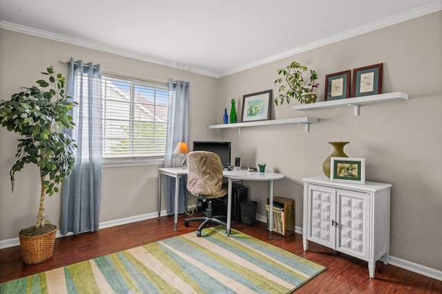 3 Spring Garden Ct, Lake In The Hills, IL 60156 - office space featuring wood finished floors, baseboards, and crown molding