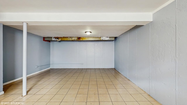 view of finished basement