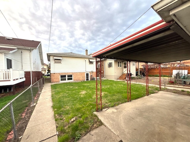 rear view of house featuring brick siding and entry steps