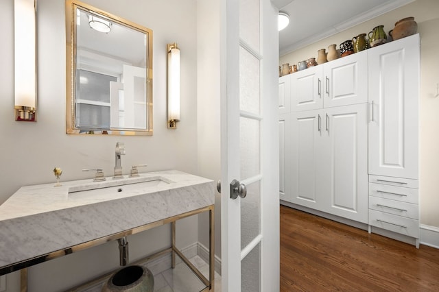 bathroom featuring a sink and wood finished floors