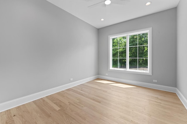 7213 Daybreak Ln, Long Grove, IL 60060 - unfurnished room with baseboards, ceiling fan, light wood-style floors, and recessed lighting