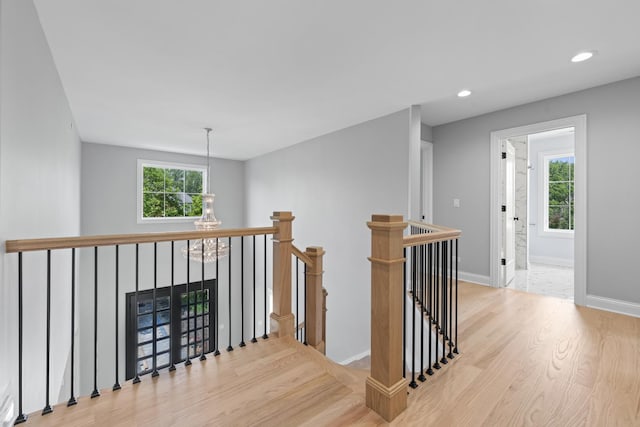 7213 Daybreak Ln, Long Grove, IL 60060 - corridor featuring an upstairs landing, wood finished floors, baseboards, and recessed lighting