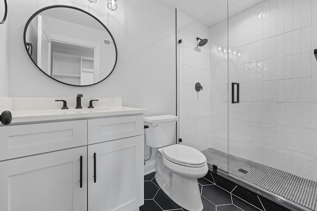 7213 Daybreak Ln, Long Grove, IL 60060 - bathroom featuring a shower stall, toilet, vanity, and tile patterned flooring