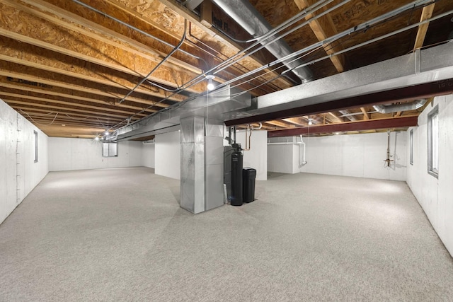 basement with heating unit