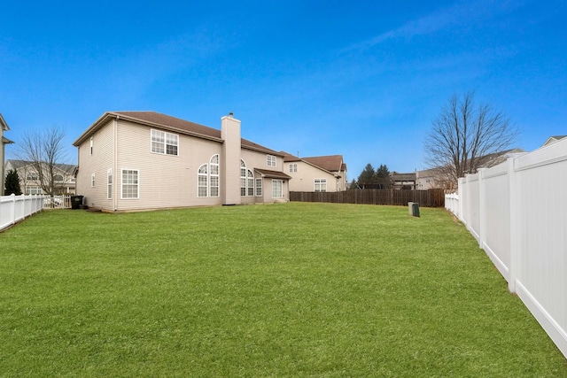 view of yard featuring a fenced backyard