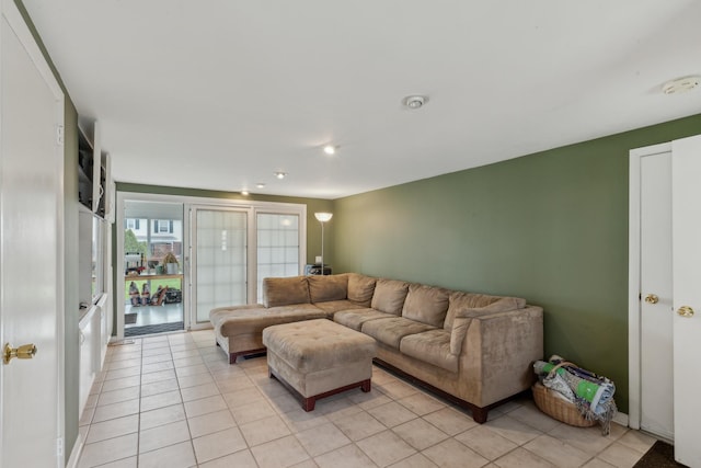 living area with light tile patterned flooring