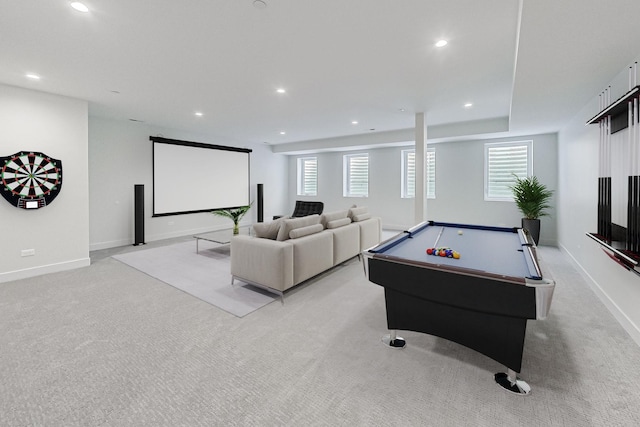 7302 Ponto Ct, Morton Grove, IL 60053 - rec room with light colored carpet, recessed lighting, billiards table, and baseboards