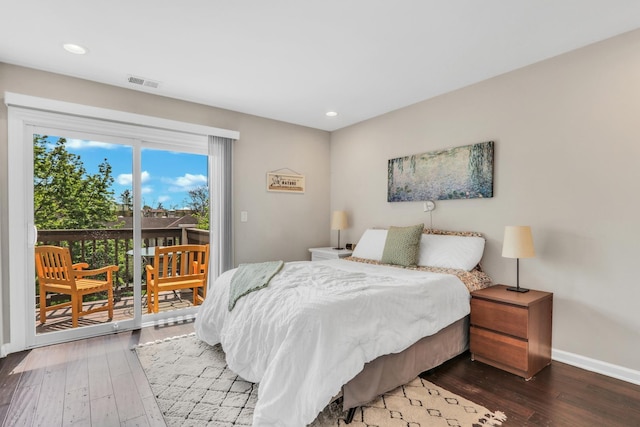104 E Winchester Rd Unit E, Libertyville, IL 60048 - bedroom featuring access to exterior, hardwood / wood-style flooring, recessed lighting, and baseboards
