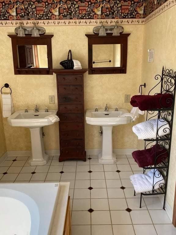 2346 W Longhollow Rd, Elizabeth, IL 61028 - bathroom with tile patterned floors and a bath