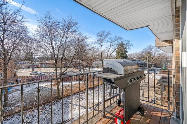 215 S Hale St Unit 9B, Addison, IL 60101 - snow covered back of property with grilling area