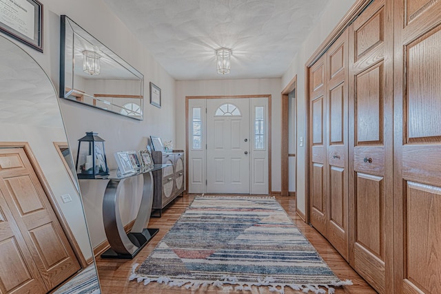 39935 N Prairie View Dr, Wadsworth, IL 60083 - entryway featuring separate washer and dryer, light wood finished floors, and a chandelier