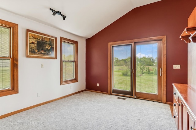 62 Foxhurst Ln, Newark, IL 60541 - empty room with lofted ceiling and carpet flooring