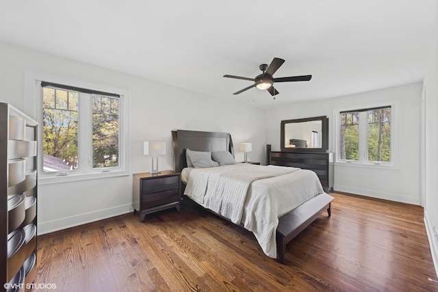 16 W Birchwood Ave, Hinsdale, IL 60521 - bedroom featuring baseboards, wood finished floors, and ceiling fan