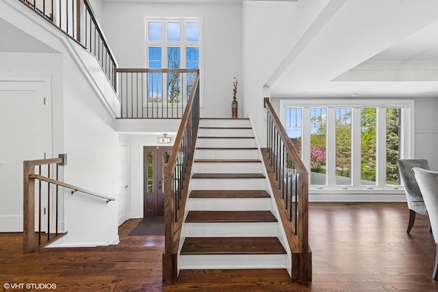 16 W Birchwood Ave, Hinsdale, IL 60521 - stairs featuring a towering ceiling and wood finished floors