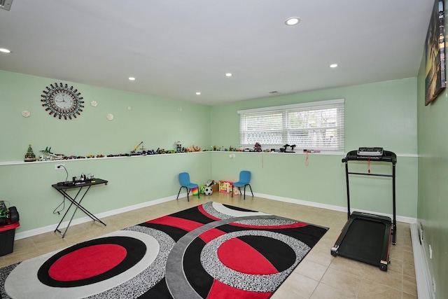 8856 N Merrill St, Niles, IL 60714 - playroom with recessed lighting, tile patterned flooring, and baseboards