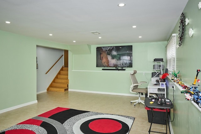 8856 N Merrill St, Niles, IL 60714 - interior space featuring recessed lighting, tile patterned flooring, and baseboards