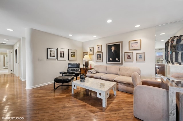 1220 Rudolph Rd Unit 5F, Northbrook, IL 60062 - living area with wood finished floors, baseboards, and recessed lighting