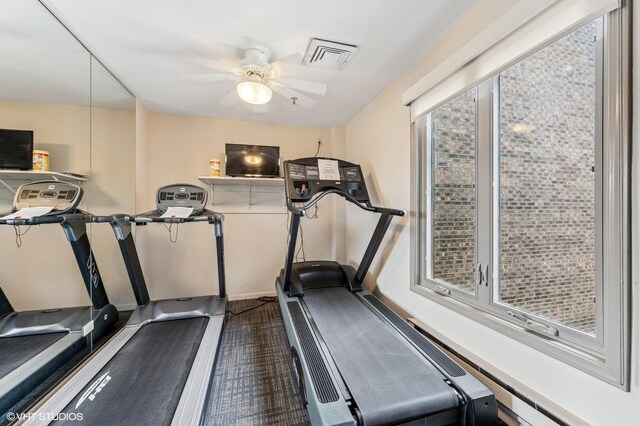 1220 Rudolph Rd Unit 5F, Northbrook, IL 60062 - exercise area with a ceiling fan
