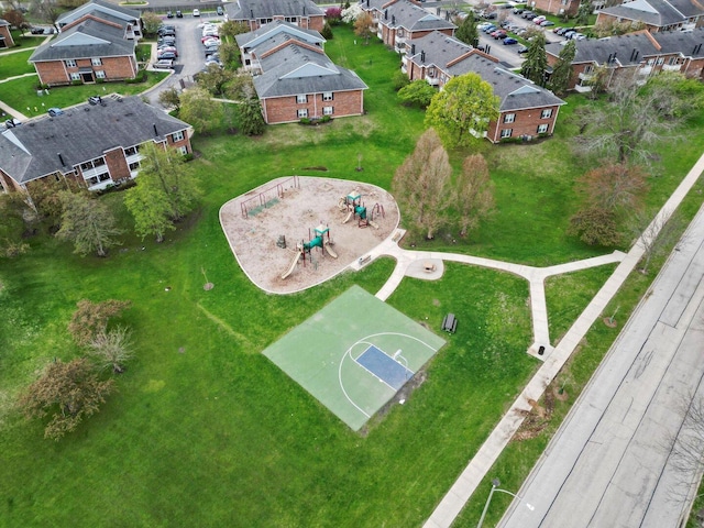 aerial view with a residential view