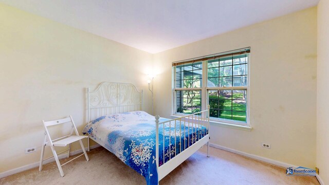 bedroom with carpet flooring and baseboards