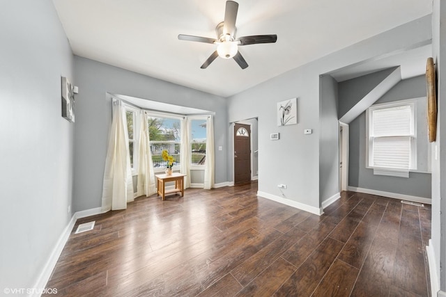 509 W 81st St, Chicago, IL 60620 - spare room featuring ceiling fan, dark wood finished floors, and baseboards