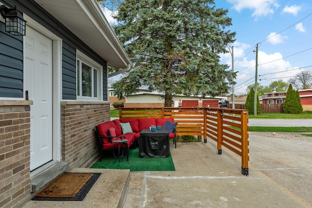 view of patio featuring an outdoor living space