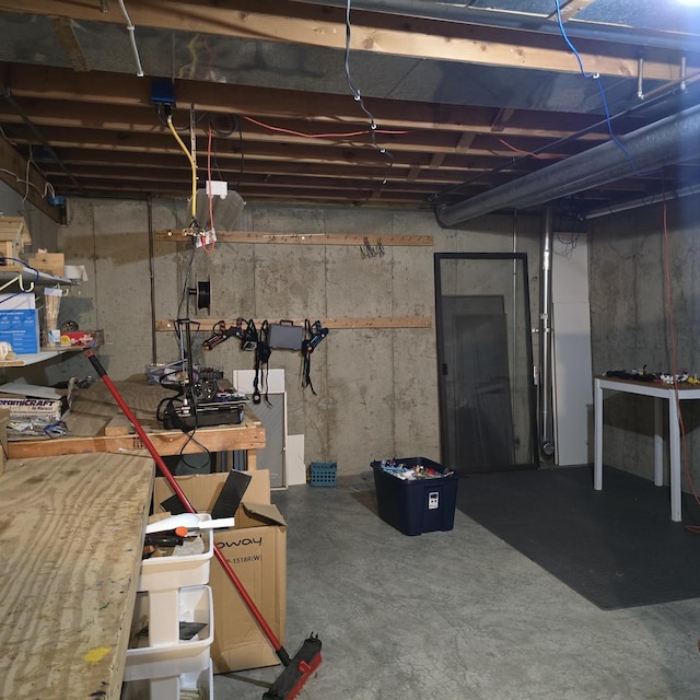 view of unfinished basement