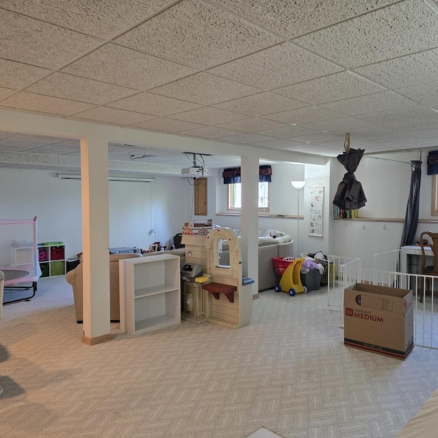 basement with carpet flooring