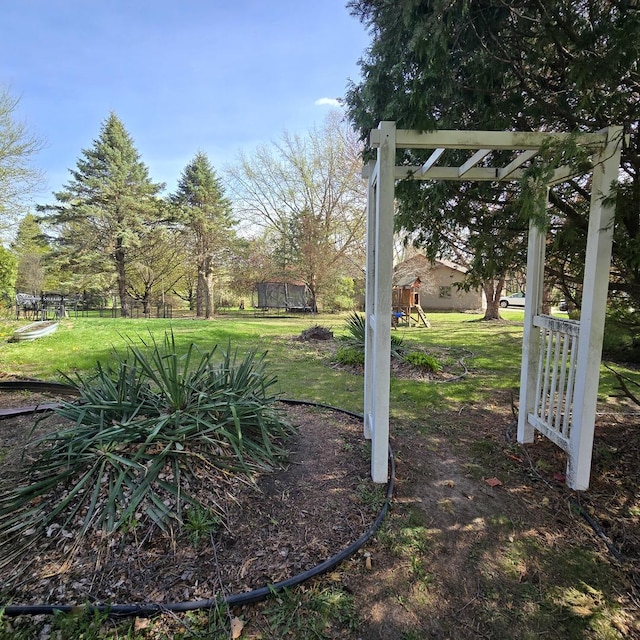 view of yard with a playground