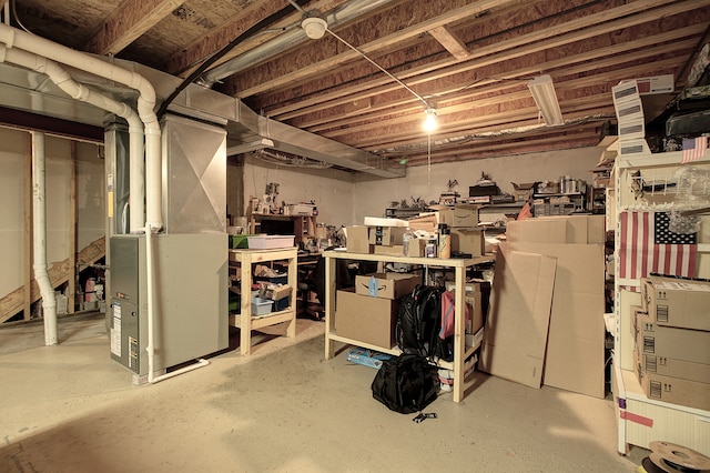 unfinished below grade area with heating unit