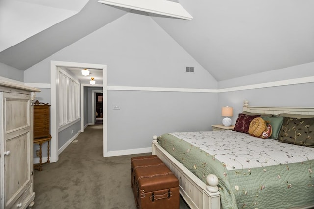 2717 Harrison St, Evanston, IL 60201 - carpeted bedroom with lofted ceiling, visible vents, and baseboards