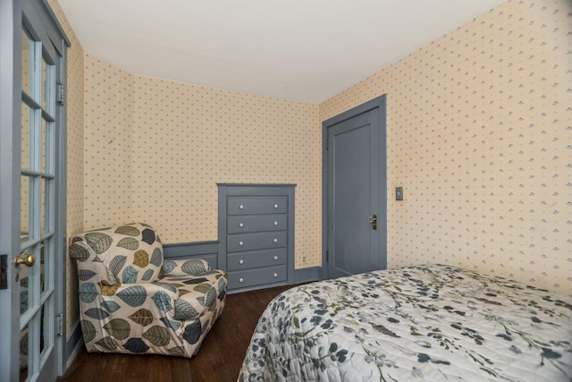 2717 Harrison St, Evanston, IL 60201 - bedroom featuring dark wood-style floors and wallpapered walls
