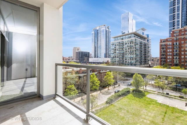 balcony with a view of city