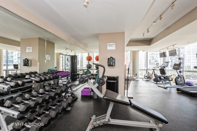 gym with track lighting