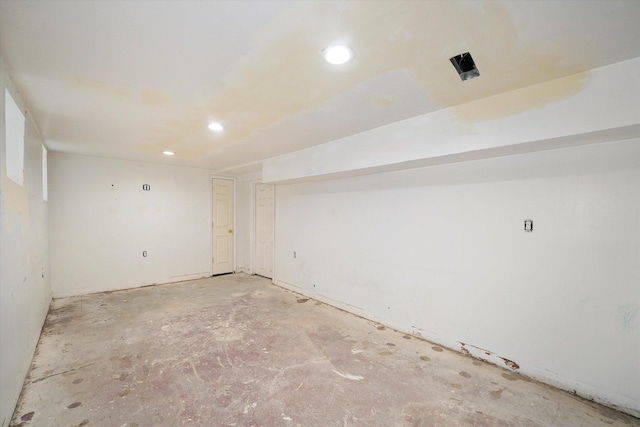 unfinished basement with recessed lighting