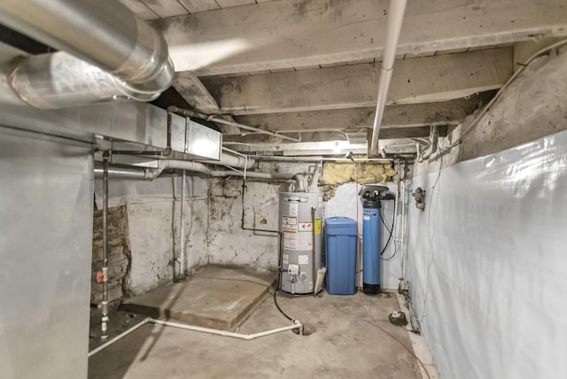 unfinished below grade area with gas water heater