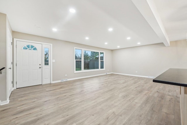 530 Thompson Ave, Winthrop Harbor, IL 60096 - foyer featuring baseboards, visible vents, light wood-type flooring, and recessed lighting