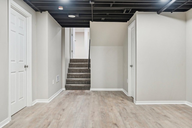 530 Thompson Ave, Winthrop Harbor, IL 60096 - finished basement featuring light wood-style floors, stairs, and baseboards