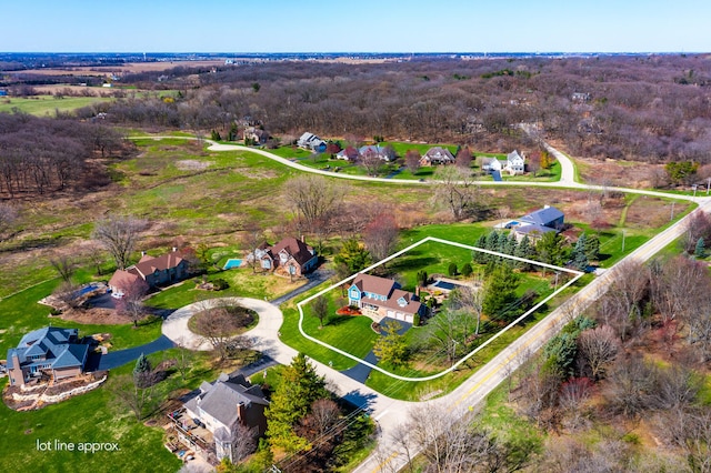 aerial view with a residential view