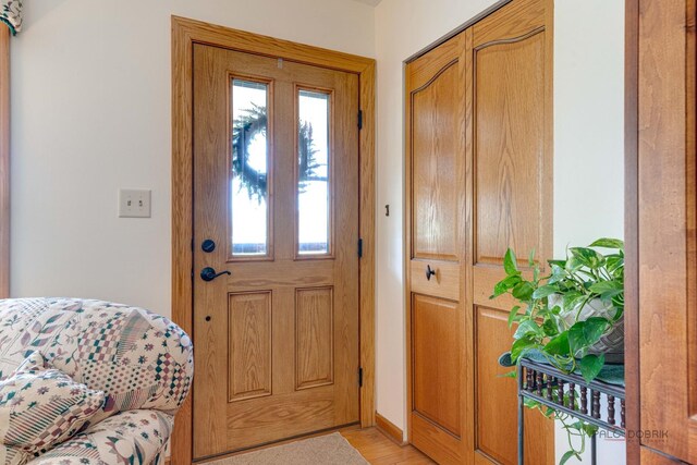 entrance foyer featuring baseboards and light wood-style floors